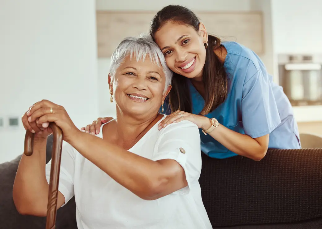 Gesundheitsversorgung, häusliche Pflege und Krankenpflege bei Seniorin.